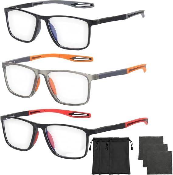 NHCDFA 3 PCS Vision Sync Multifocal Glasses, Bifocal Reading Glasses, Auto-Focus, Lightweight, with 3 Storage Bags & 3 Cleaning Cloths, Ideal for Home, Office, Office Workers, Daily Reading