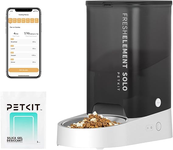 PETKIT Automatic Cat Feeder, 2.4G WiFi Automatic Dog Feeder, App Control Pet Food Dispenser with Triple Fresh-Lock System, Schedule Feeding, Food Shortage Alert, Dual Power-Charge&Battery,3L Capacity