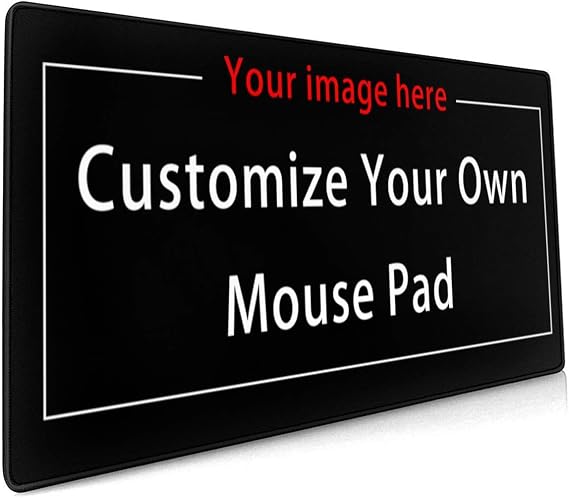 Custom Large Gaming Mouse Pad (40 cm x 90 cm) Computer Keyboard Mouse Mat Non-Slip Mouse Mat Rubber Base and Stitched Edges for Players Office Study A-Black