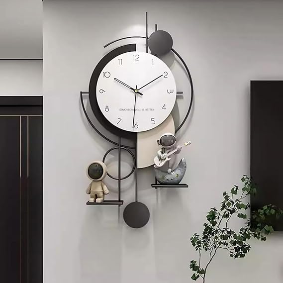 Modern Large Wall Clock, Decorative Art Wall Clock Battery Operated Non Ticking Silent Metal Big Wall Clocks for Living Room Bedroom Decor 32 Inch