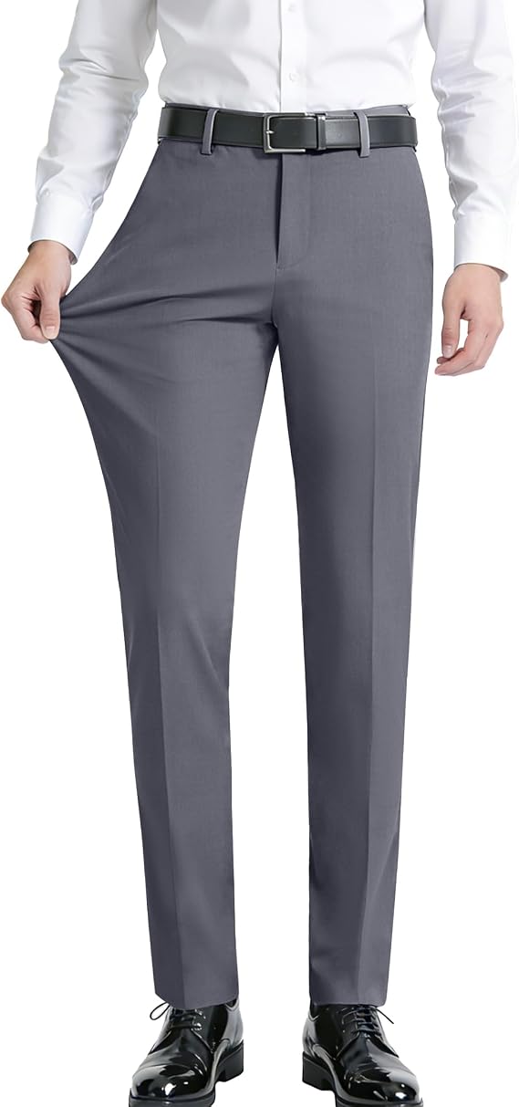 Men's Stretch Dress Pants with Expandable-Waist 3 Fits: Slim Fit/Classic Straight/Big & Tall