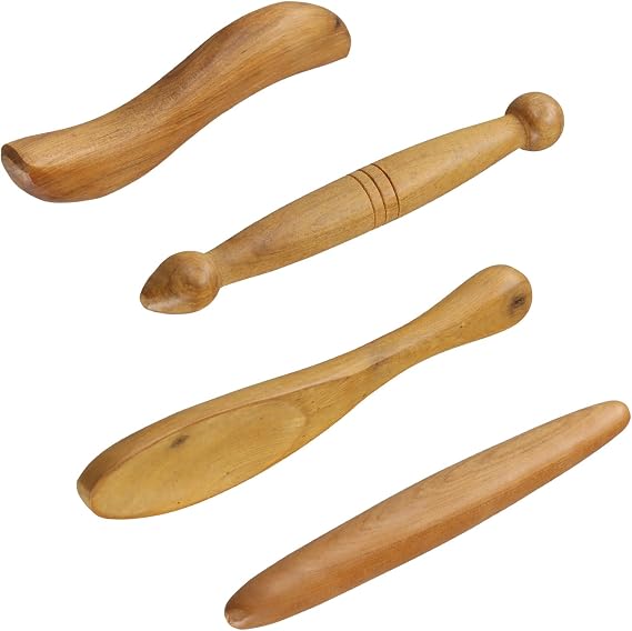4 Pcs Wood Therapy Massage Tools, Multifunctional Acupressure Wooden, Acupuncture Tool Made of Wood, Body Massage Wood for Relaxing Shoulders, Back and Legs, Relieving Pain and Fatigue