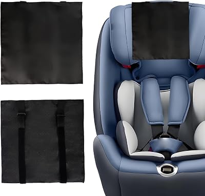 2PcsCar Seat Headrest Cover for Babies, Non-slipand Comfortable Baby Car Seat Hair Protector,Skin-Friendly Headrest Cover for Hair Protection Black