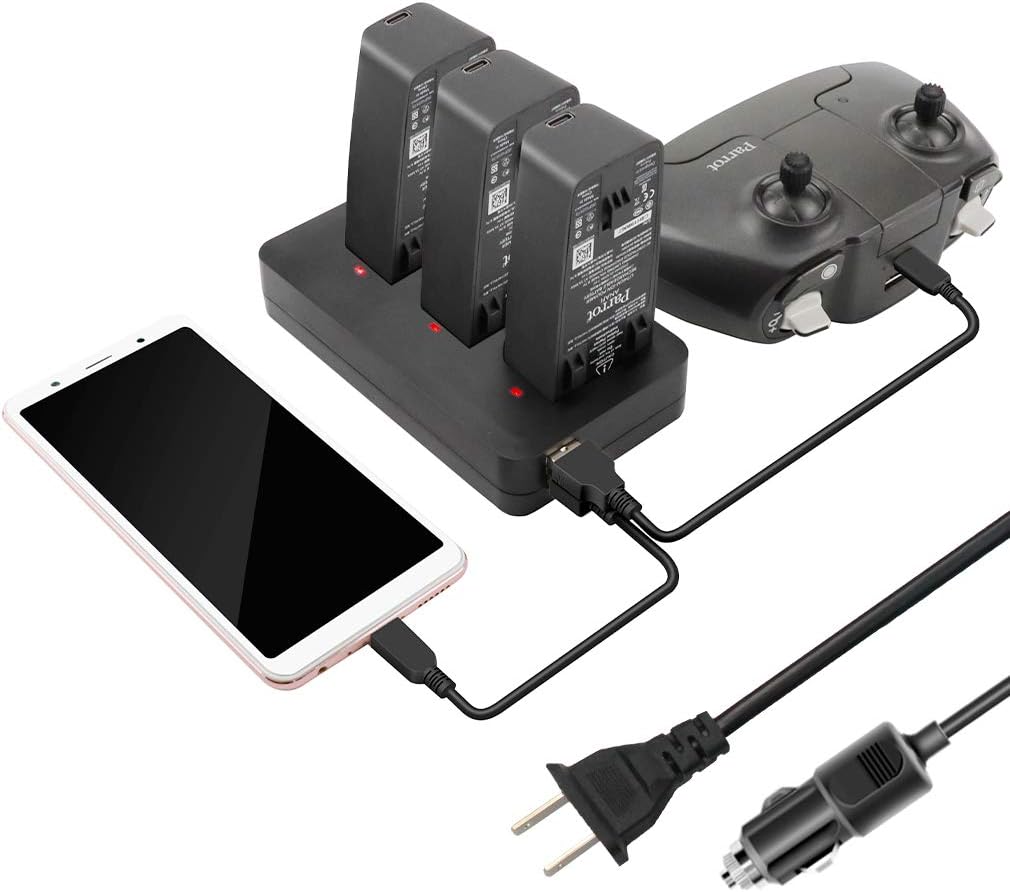 Hanatora Battery Charger Indoor and in-car for Parrot AnafiANAFI BaseANAFI ExtendedANAFI FPVANAFI ThermalANAFI Work,Multi-Function Charging Accessories
