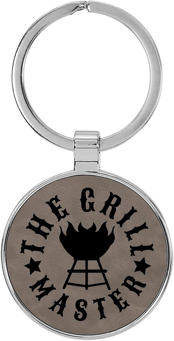 The Grill Master Laser Engraved Leatherette Keychain Backpack Pull - 1.5 x 3 Inches
