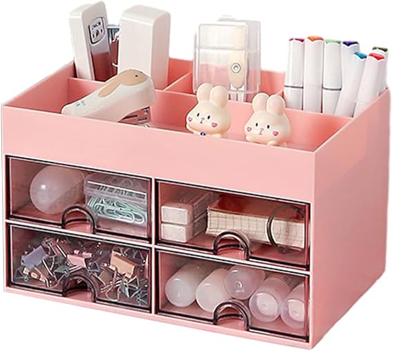 Hggzeg Desk Organiser Desktop Organizer with Pen Holder Makeup Storage Box