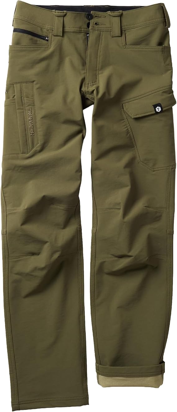 TRUEWERK Men's Work Pants - T2 WerkPant, Water Resistant, Windproof, Double-Woven Softshell, 4-Way Stretch, 9 Pockets
