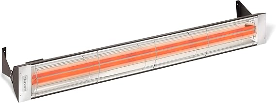 Infratech WD-6024 BL Stainless Steel Fixture Dual Element Electric Patio Heater 61.25" Long, 6000 Watt, 240 Volts, Black Finish