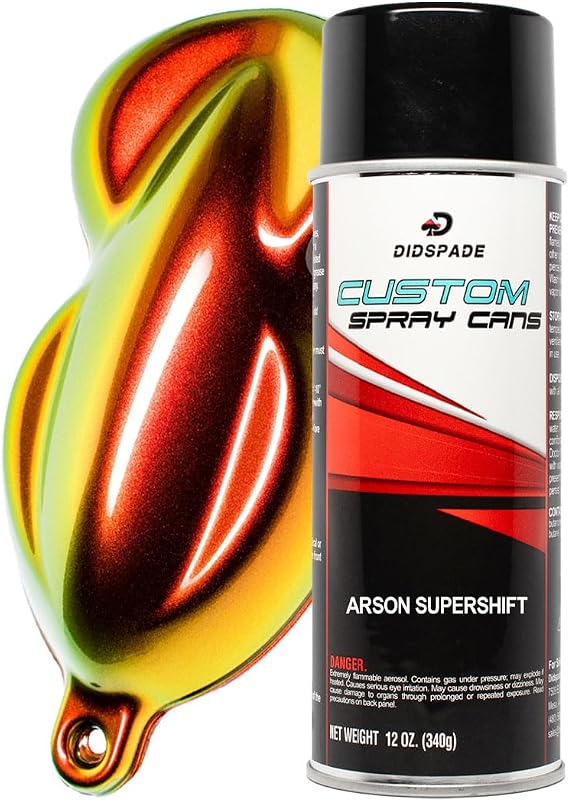 SuperShift Chameleon Spray Paint 12oz Aerosol Color Shift Spray Paint for Cars, Bikes, Wheels. Automotive Grade Shifting Effect. (ARSON - Red, Orange, Gold, Lime Green)