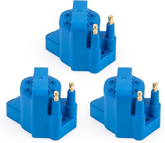 ENA Set of 3 Blue Ignition Coil Pack Compatible with Buick Cadillac Chevrolet Oldsmobile Pontiac Allure LeSabre Camaro Impala 88 98 Bonneville Malibu 3.8 V6 Replacement For C849 5C1058 DR39 C1647