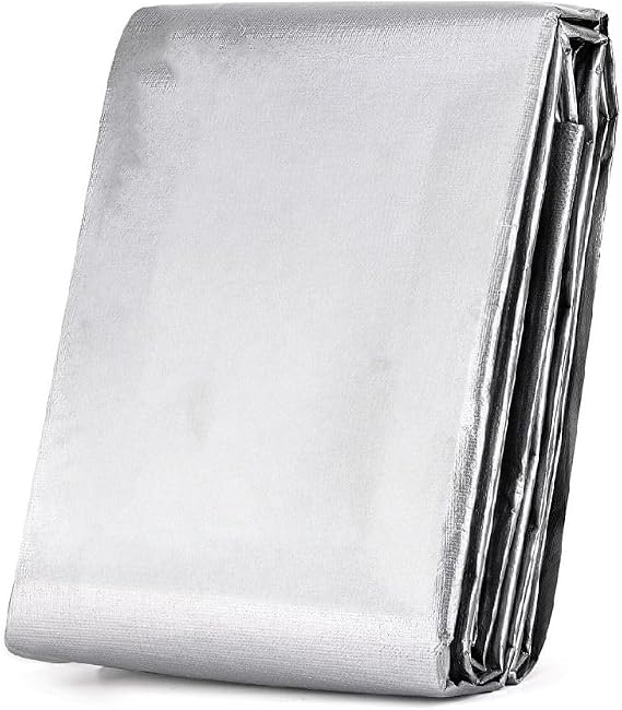 Tarps Heavy Duty Waterproof 9' x 12' - 18 Mil Silver Poly Tarp Cover, UV & Rip Resistant Tarpaulin with Grommets and Reinforced Edges for Roof, Patio, Camping, Boat, Pool, Finished Size