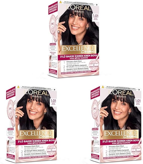 L’Oréal Paris Excellence Creme 1.01 Derin Gece Mavisi Saç Boyası (3 paketi)