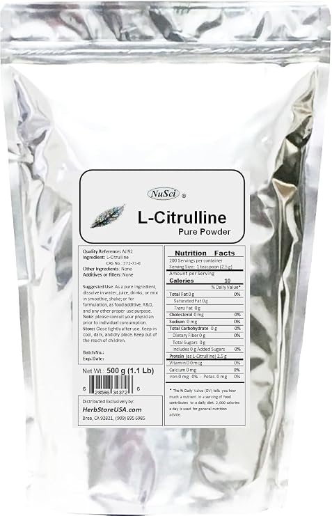 Pure L-Citrulline 500g (1.1 lb) Powder Nitric Oxide AJI92