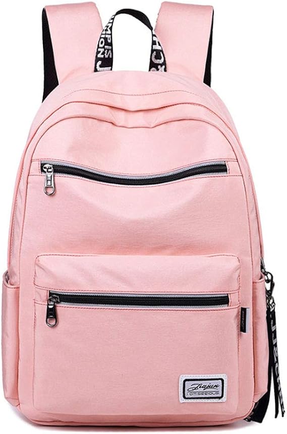 Canvas School Bag Backpack for Teenage Girls Boys Laptop Daypack 14inch Pink