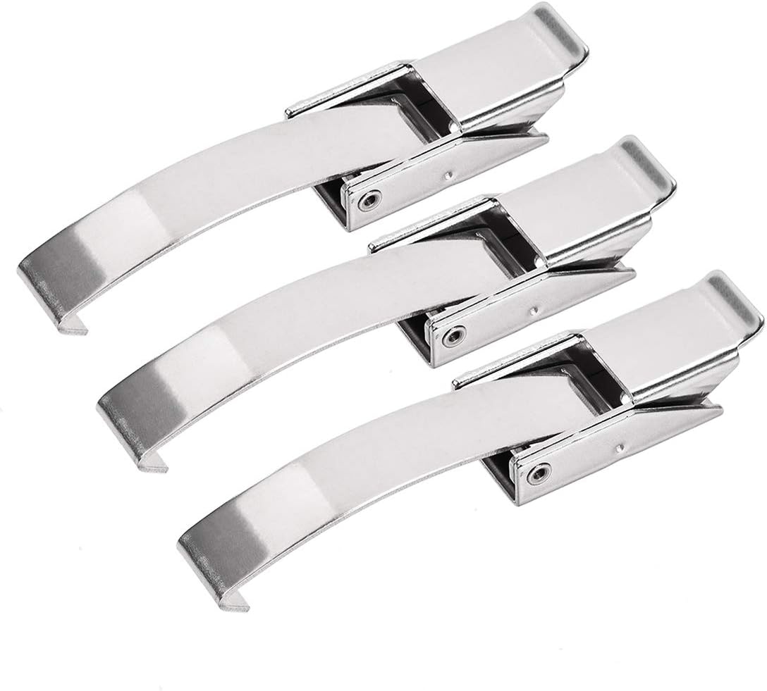 uxcell 3.92-inch SUS304 Stainless Steel Draw Toggle Latch with Spring-steel Hook - 3 Pcs