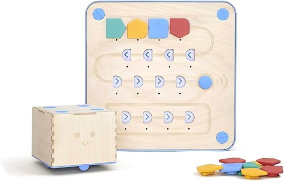 Primo Cubetto Coding Robot for Kids, Screen-Free Wooden Programming Toy Set | Includes a programming board, 16 coding blocks, world map and storybook for beginner STEM learning in classrooms and at home.