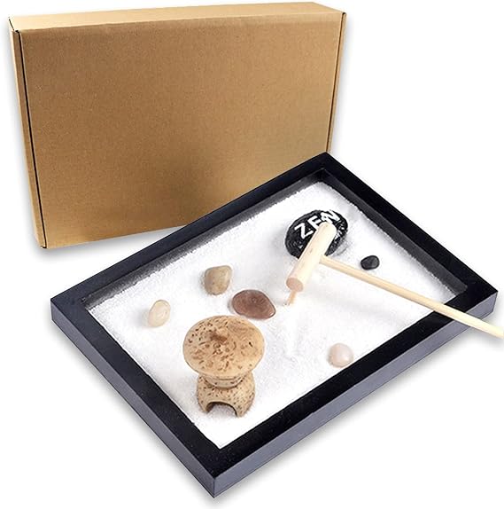 Zen Garden Kit, Mini Zen Garden Sand Rock Ornament,Stones of Assorted Colors, Office Desk Accessories, for Meditation, Relaxation and Gift