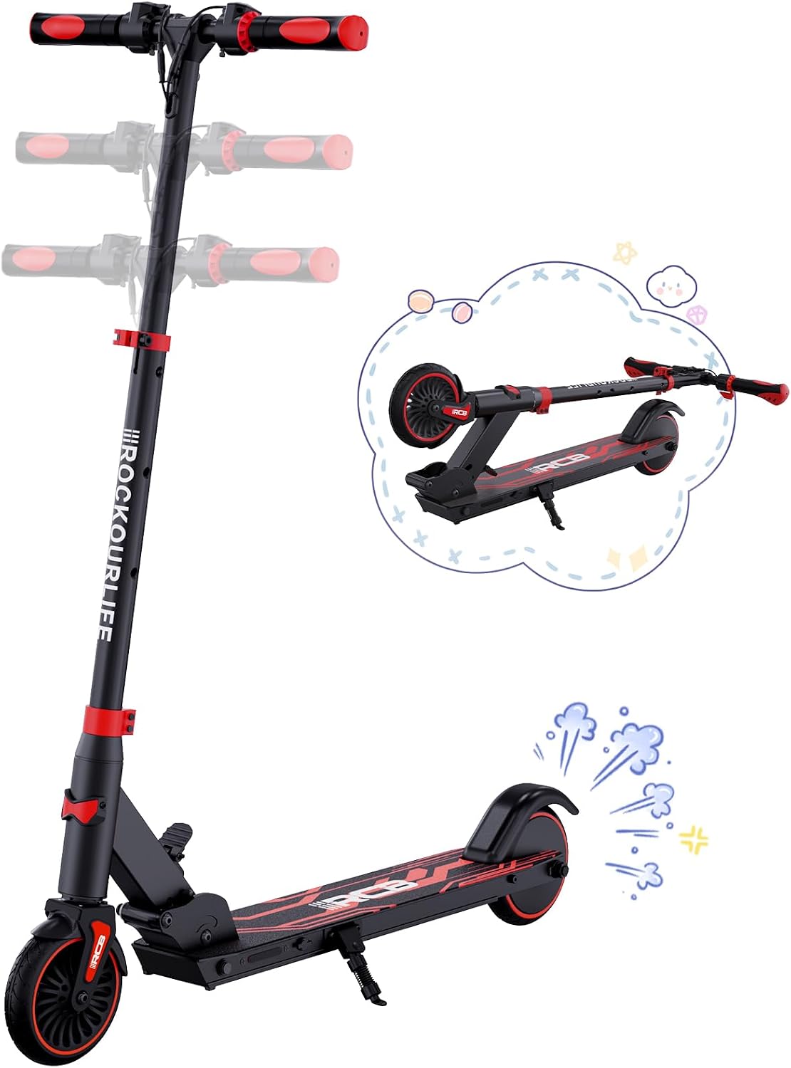 RCB R15 E-Scooter Children (8-12-16 Years) - up to 20 km/h Max. Range 16 km Electric Scooter Foldable for Children Gift for Teenagers