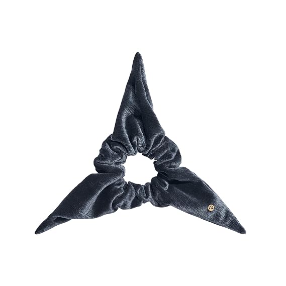 Evita Peroni Velvet Hair Scrunchie - Navy Blue Triangle Scrunchies for Women - Stretchy Polyester Spandex Hair Tie - Winter Christmas Gift in Elegant Packaging (Navy Blue)