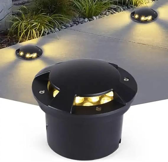 Outdoor Ground Landscape Lights - Led Recessed Ground Spotlight/Garden Buried Lights/4 Sides Light Emitting Waterproof Ip65 Recessed In-Ground Lamp/for Passage Steps Lan-Green-12W4side