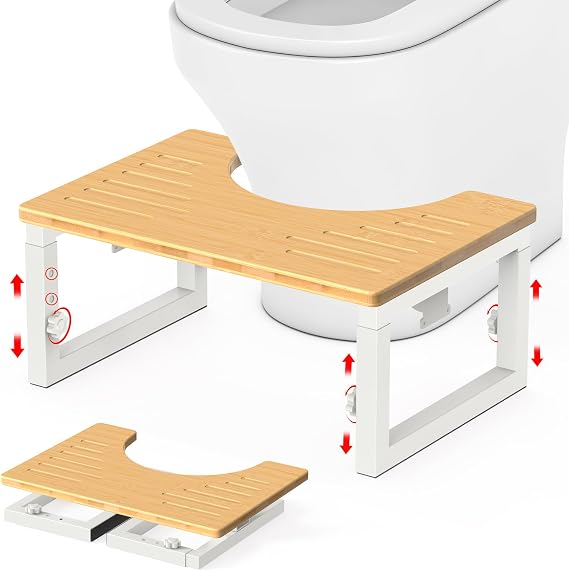 Toilet Stool Squat Adult Folding Squatting Potty Non-Slip Assistance Step Stool for Adults, Healthy Gifts for Adults Kids Seniors Pregnant, White