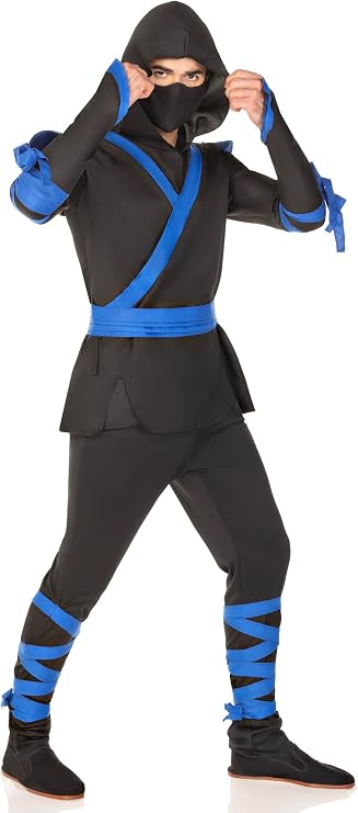Leg Avenue Men's 5 Pc Ninja Costume with Shirt, Pants, Belt, Face Mask, Hood