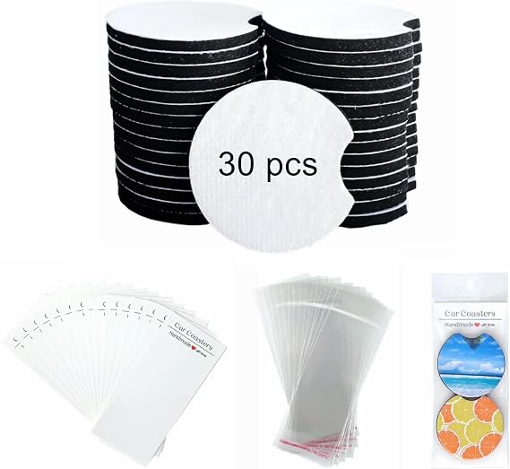 60Pcs Sublimation Car Coaster Blanks Kit,2.75’’ Coasters with Packaging