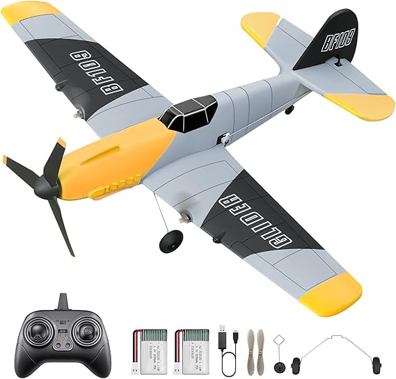 HAWKS WORK 3 Channel RC Plane BF-109, Remote Control Airplane Ready to Fly, 2.4GHz 6-axis Gyro Stabilizer, Easy to Fly for Kids & Beginners
