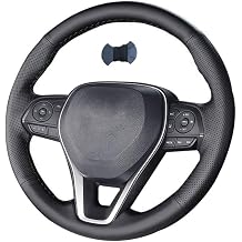 Hand Sewn Black Perforated Leather Interior Car Steering Wheel Cover, Anti Slip and Breathable Ultra-Fine Fiber Leather, for Toyota Rav4 2019-2022/Camry 2018-2022/Corolla 2020-2022/Avalon 2019-2020
