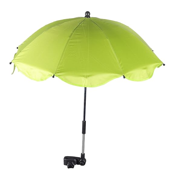 Garneck Stroller Umbrella with Adjustable Clamp - UV Protection Sun Shade for Baby Pram Toddler Stroller - Green Clip on Parasol for Wheelchairs, Trolley, Beach Chair Outdoor Use