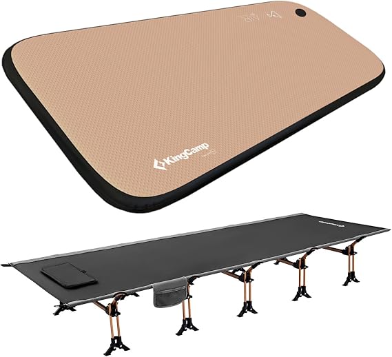 KingCamp Portable Camping Cot & Single-Size Sleeping Pad Inflatable DropStitch Mat