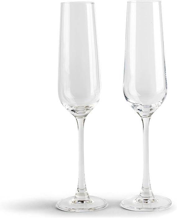 Lead-Free Crystal Champagne Flutes, Set of 2