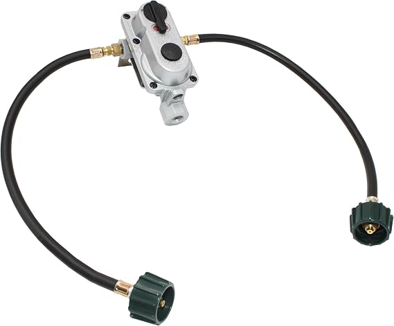 Flame King KT18ACR-2 2-Stage Auto Changeover LP Propane Gas Regulator with Two 18-inch Pigtails for RVs, Vans, Trailers