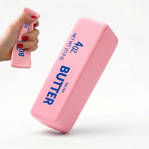 Butter Squishy Pink Soft Butter Squishys Stress Relief Block Squeeze Butter Stress Toy Portable Decompression Sensory Toy Anxiety Relief Fidget Toy for Relaxation Boys Girls Home Office Classroom