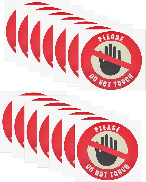 EMSea 15PCS Do Not Touch Sticker Diameter 6 Inches Round Vinyl Stickers Warning Sign for Walls Cars Trucks Bumpers Glass Factories Construction Sites