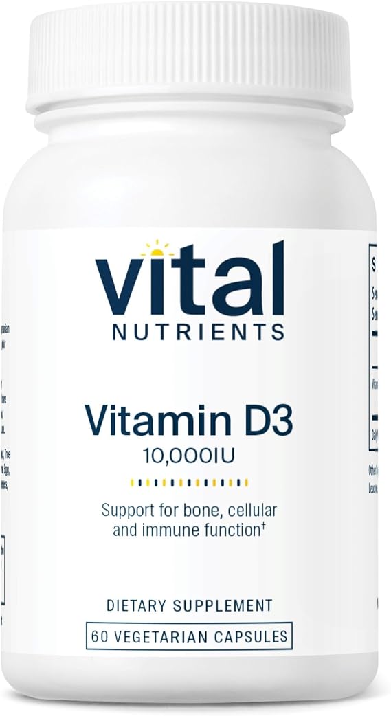 Vital Nutrients Vitamin D 10000 IU - Vitamin D3 Supplement - Healthy Bones, Teeth, Muscles*- Cellular & Immune Function - Calcium Absorption - Gluten, Dairy and Soy Free - 60 Capsules