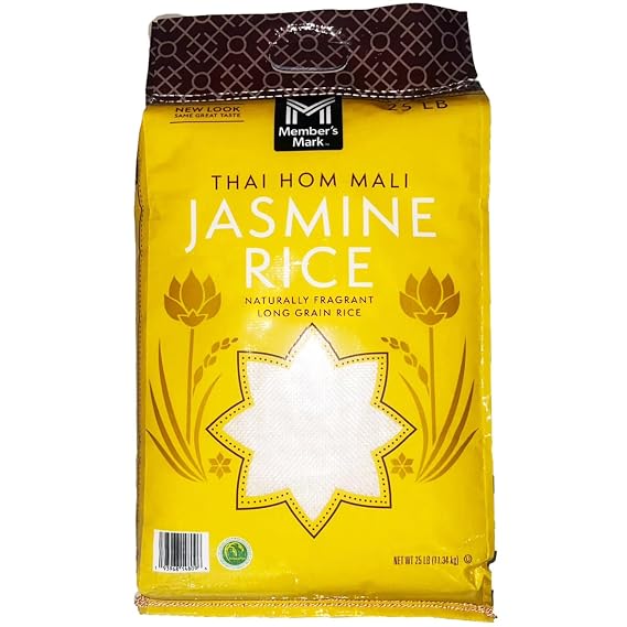 Thai Jasmine Rice, 25 lb Bulk Bag Authentic Long Grain Aromatic White Rice Non-GMO and Naturally Gluten-Free Product of Thailand