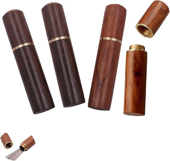 4 Pack Sewing Needles Storage Case with Copper Thread Wooden Box Container Organizer Holder Keeper for Embroidery Needle Darning Tapestry Leatherwork Craft Knitting Toothpick Pill Bead