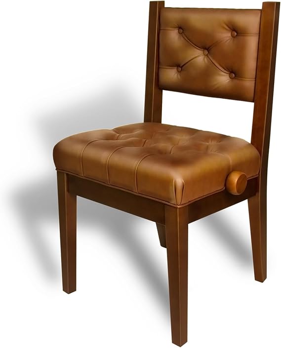 Adjustable Piano Chair Bench with Back Support,Brown Walnut Piano Stool Music Bench