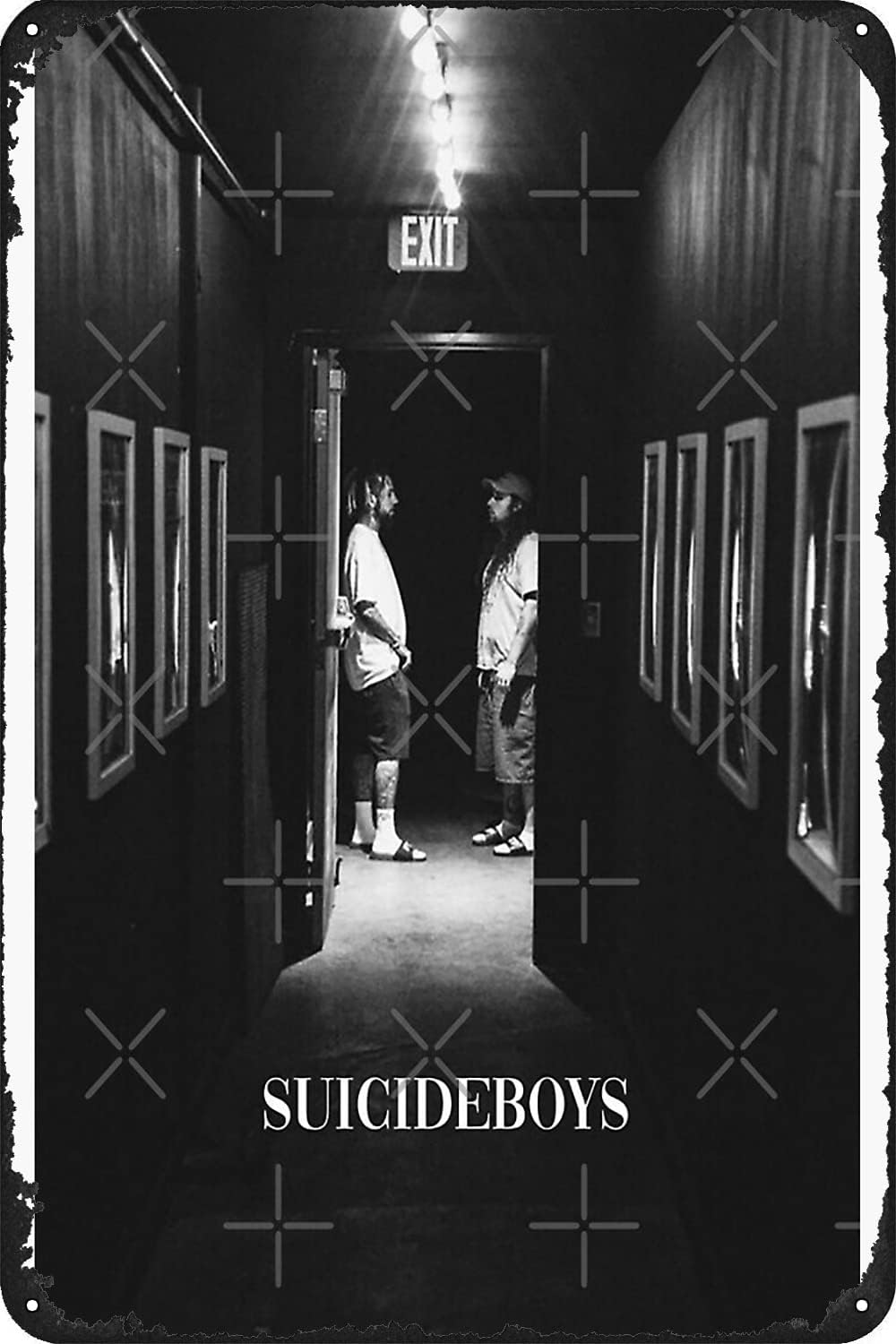 WASUBEA Metal Tin Sign Suicideboys Ruby and Scrim Posing for Picture Metal Poster Design Metal Poster Home Bar Pub Man Cave Wall Decor 8X12 Inch