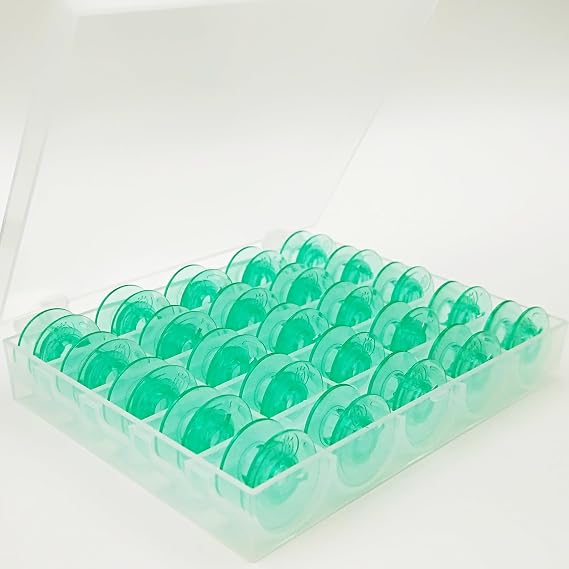 Box of 25 Clear Green Bobbins for Viking Husqvarna White Home #4125615-45#4123078-G,Husqvarna Viking Rose Designer Platinum Lily Series, Pfaff Sewing Machine
