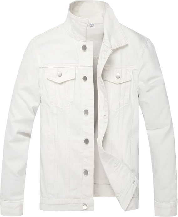 LZLER Denim Jacket Mens Classic Vintage Style Button Down Long Sleeve Cowboy Trucker Jean Jacket