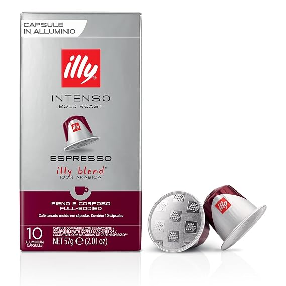 Illy Espresso Compatible Capsules - Single-Serve Coffee Capsules & Pods - Intenso Bold Roast - Notes Of Cocoa & Dried Fruit Coffee Pods - For Nespresso Coffee Machines 10 Count