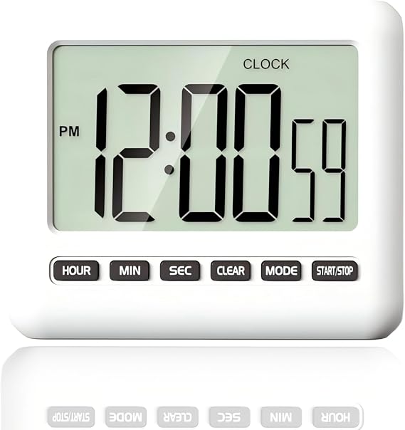 Magnetic Clock Digital Small for Fridge Stove with Clip Kitchen Timer Clocks Large Screen Loud Alarm 12/24 Hour Multi-Functional Countdown for Baking Sports Office Classroom 3.34x2.83 Inches Black