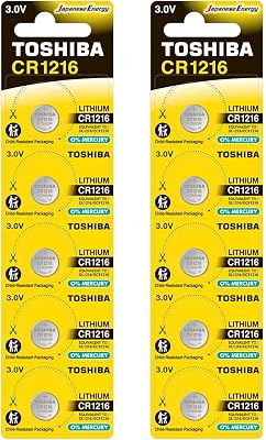 Toshiba CR1216 3V Lithium Coin Cell Battery Pack of 10