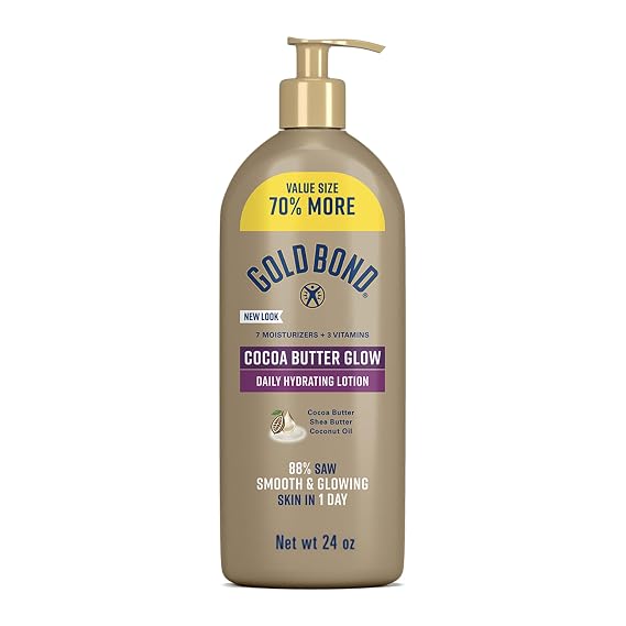 Gold Bond Cocoa Butter Glow Daily Hydrating Lotion for Dry Skin, 24 oz