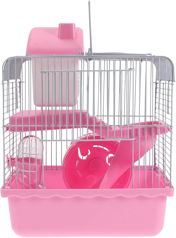 Scicalife Hamster Cage Multi Level Castle Habitat Double Layer Pet Nest House with Breathable Design Play Spot and Hideout for Dwarf Hamsters 12.20 X 9.44 X 7.08 in