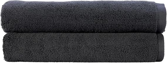 Christy Cirrus Lightweight Bath Sheets | Set of 2 Extra Large Towels | Super Soft and Fluffy | Quick Dry Bathroom Shower Towels | 100% Cotton | Charcoal Grey