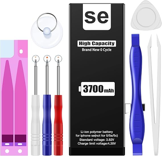 ZMNT (3700mAh Battery for iPhone SE 2016 1st Generation(Screen Size: 4 inches),(Model A1723 A1662 A1724) High Capacity Than Others Replacement Battery with Complete Repair Tool Kit and Instructions.