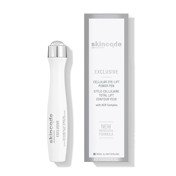 Skincode Exclusive Cellular Eye-Lift Power Pen | Cooling Roll-On for Puffiness & Dark Circles | Multi-Corrective Eye Booster | ACR Complex for Collagen Boost & Wrinkle Reduction (0.5 Oz / 15 mL)